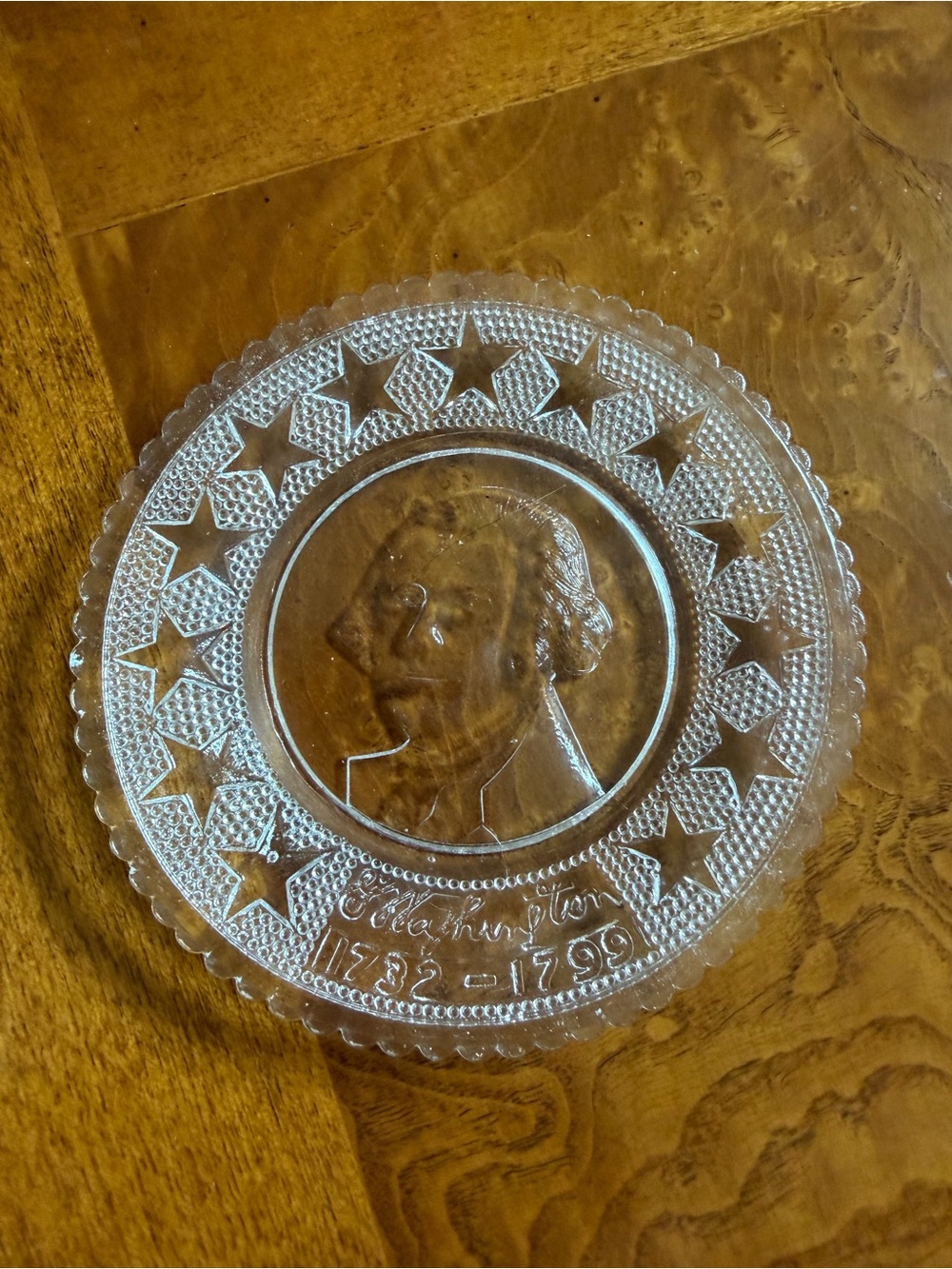 Clear Glass Washington Commemorative Decorative Plate